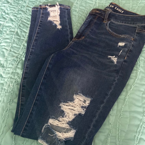 American Eagle Outfitters Denim - American Eagle high-rise jegging 12 long EUC factory holes
